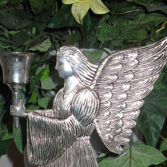 Candle Holder Angel Silverplated 9 x 6 - Picture 2 of 7